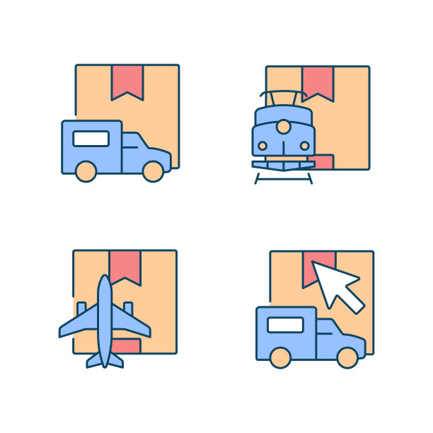 国际海运运输类型RGB彩色图标集图片下载