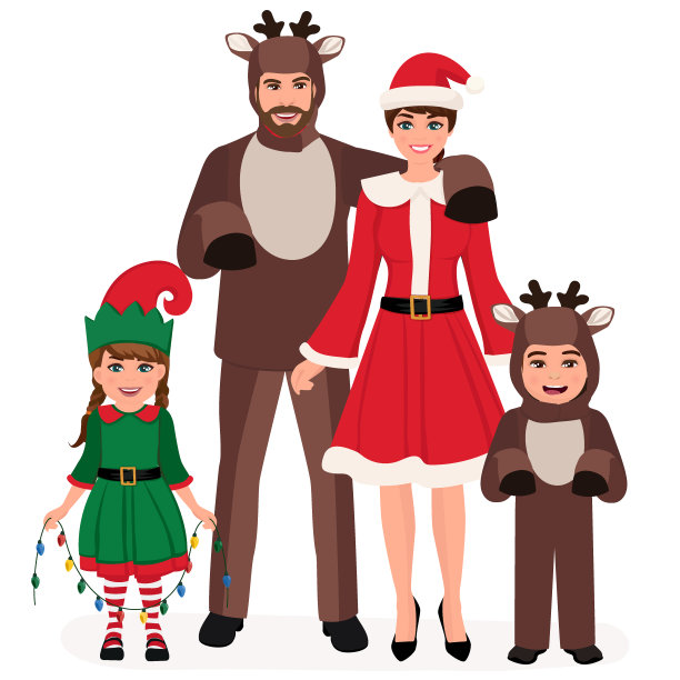 圣诞快乐，新年快乐!幸福的家庭庆祝除夕的照片。矢量插图。图片下载