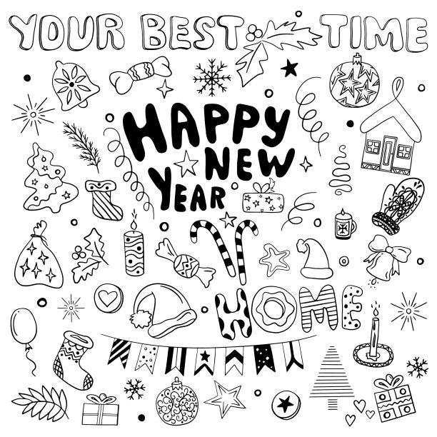 新年及圣诞节手绘集图片下载