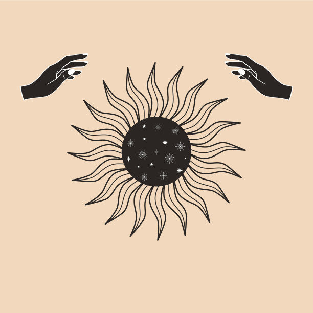 用女人的手画的神秘太阳牌图片下载