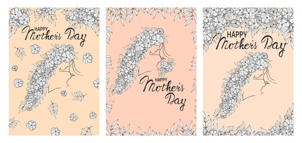 手绘的女性面部毛发剪影图片下载