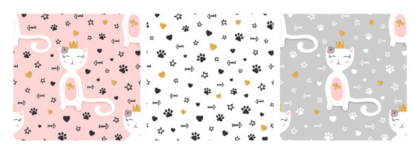 手绘无缝图案集的集合图片下载