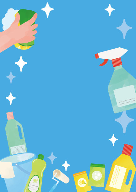 用水彩触摸的清洁产品的插图海报图片下载