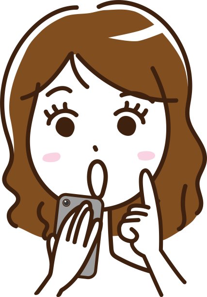 一个女人带着惊讶的脸拿着手机或智能手机的插图/插图材料(矢量插图)图片下载