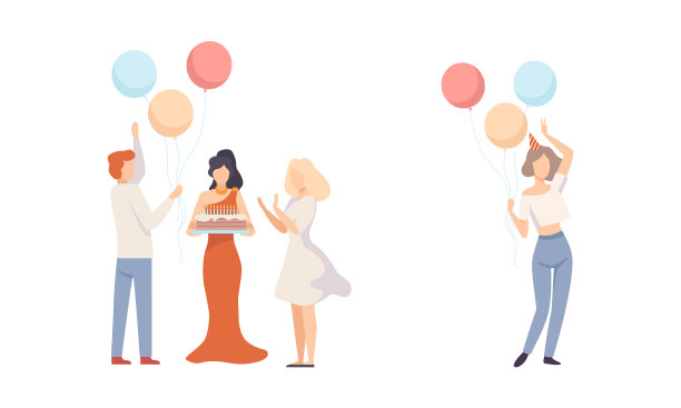 快乐的人们在锥形帽子和蛋糕和图片下载