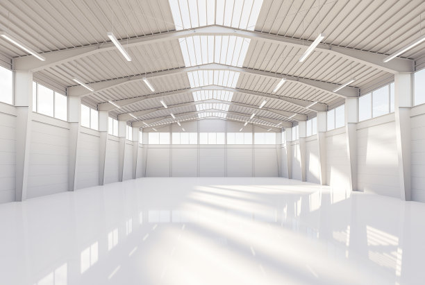 现代白色空间仓库内部三维渲染图片下载