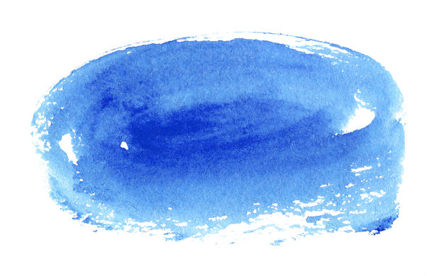 蓝色水彩手绘污渍在白纸上纹路纹理。抽象水彩艺术笔刷颜料飞溅背景图片下载