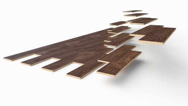 木地板安装固定拼花在地板上。关于施工的3d插图图片下载
