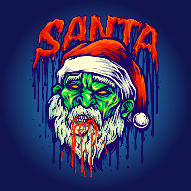 圣诞僵尸幽灵血吉祥物矢量插图图片下载