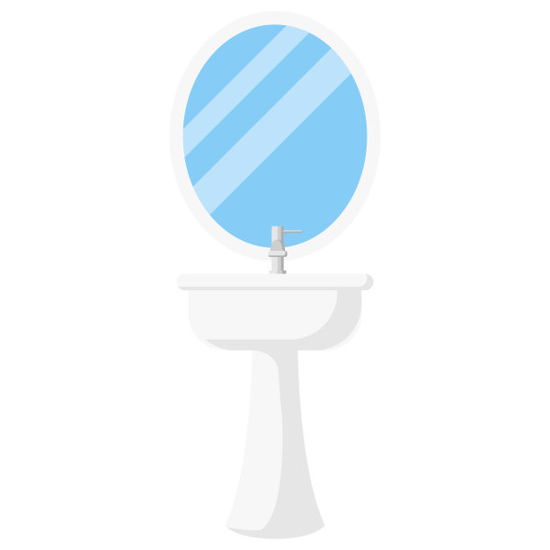洗脸盆架和椭圆形镜子图片下载
