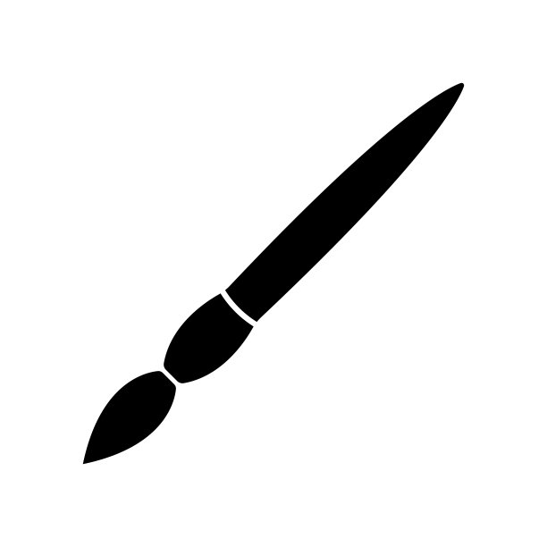 画笔图标。黑色的轮廓。侧视图。矢量平面图形说明。白色背景上的孤立对象。隔离。图片下载