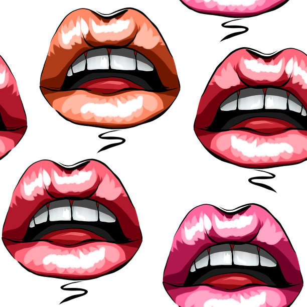 张开嘴唇。无缝模式。数字绘画。图片下载