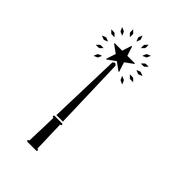 魔杖图标。黑色的轮廓。侧视图。矢量平面图形说明。白色背景上的孤立对象。隔离。图片下载