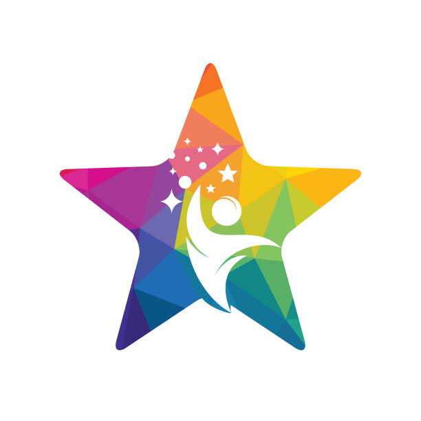 成功向量标志设计。人与星抽象图标与星符号。图片下载