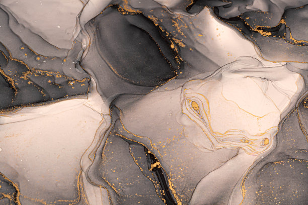 抽象金色背景，酒精手绘，液体水墨技法图片下载