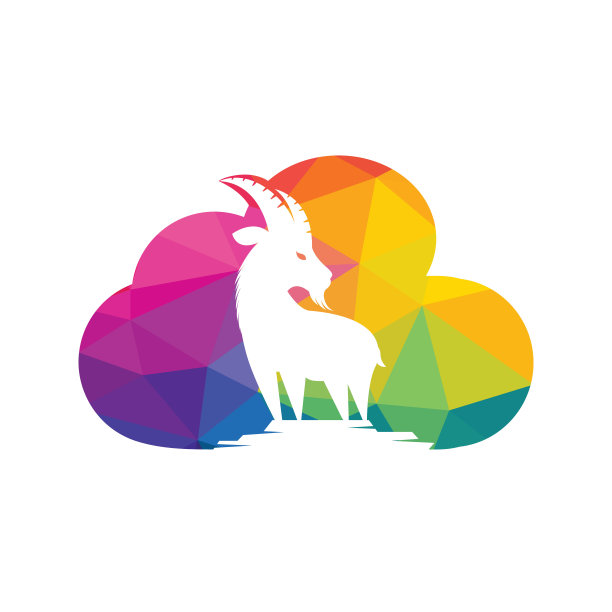 山羊和云标志设计。山羊矢量标志设计。图片下载