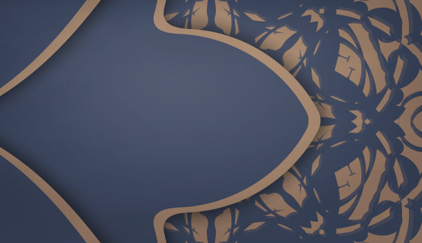 旗帜在蓝色与复古的棕色图案设计下你的标志图片下载