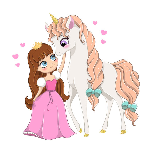 带着魔法独角兽的漂亮小公主图片下载