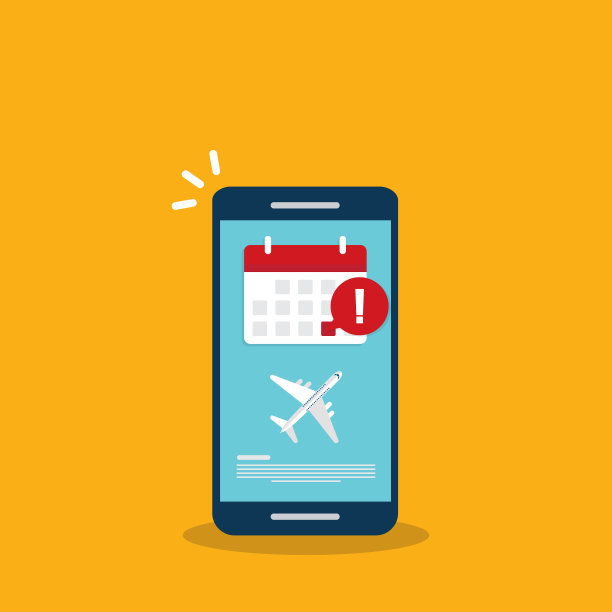 航班延误信息或旅行日程。在线提醒。手机上重要航班起飞通知信息。矢量图图片下载