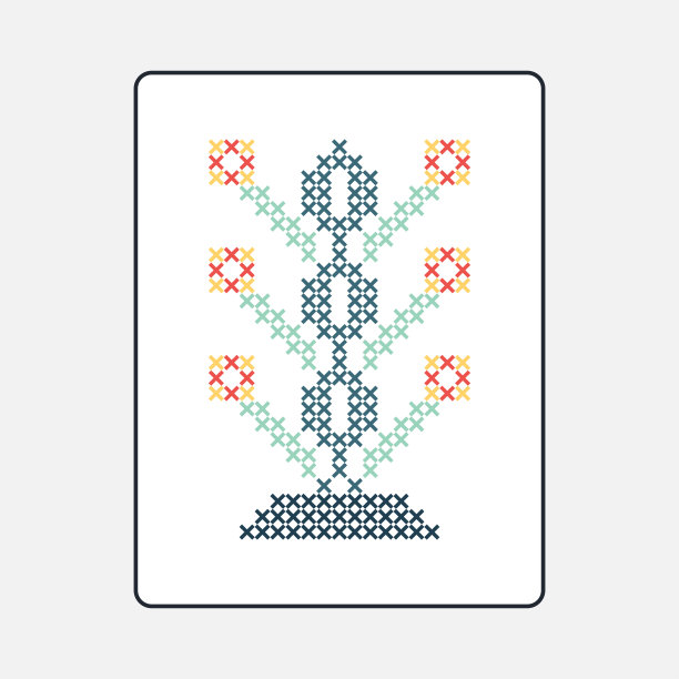 民族花十字绣可用于墙面装饰图片下载