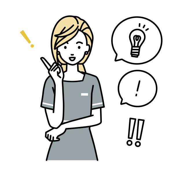 一个美学家女人得到了一个伟大的想法，站在指向的手势灯泡和感叹号设置图片下载