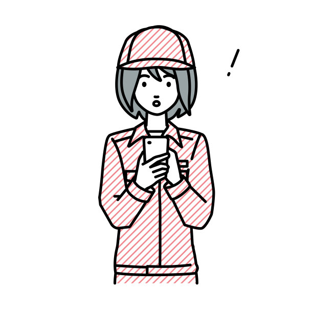 一名蓝领妇女发现并注意到有东西站在那里，她往里看，手里拿着智能手机图片下载