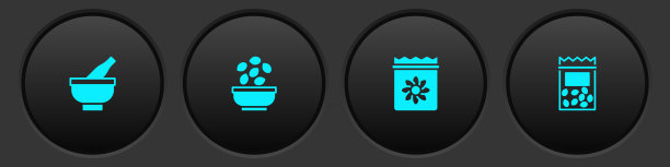 设置臼和杵，种子在碗里，装满植物和图标的种子。向量图片下载