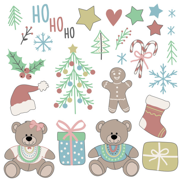 丰富多彩的圣诞节设置图片下载