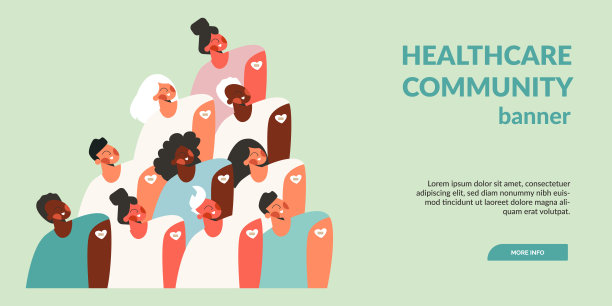 多样抽象人群后疫苗注射横幅模板。年轻人，青少年，老年人的疫苗接种。简单时髦的平面矢量卡通插图。多民族朋友的肖像图片下载