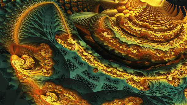 抽象的背景，神奇的3D黄金结构图片下载