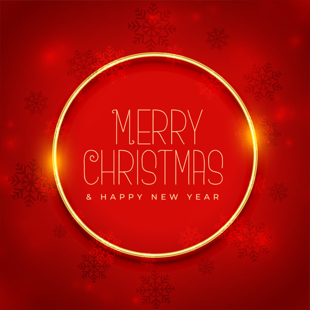 金色的画框里有雪花，圣诞快乐的背景图片下载