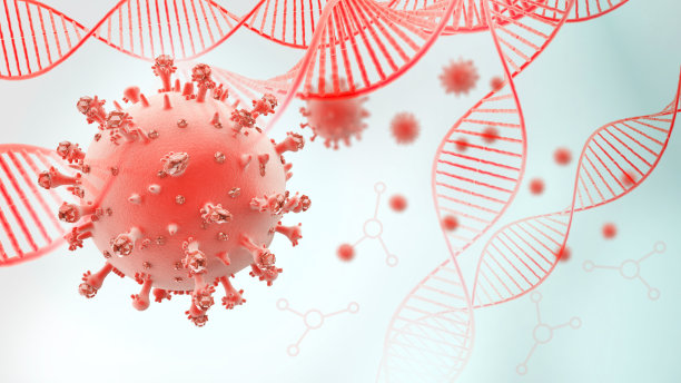 一个突变病毒，冠状病毒2019-nCov和流感病毒，冠状病毒突变的特写图片下载