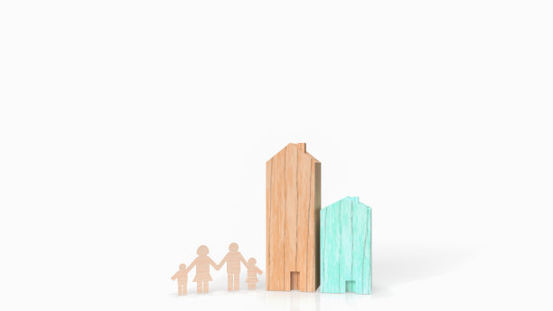 家庭板块和住宅物业或商业概念3d渲染图片下载