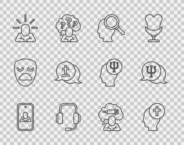 线上设定心理学家男人墓地葬礼线图片下载