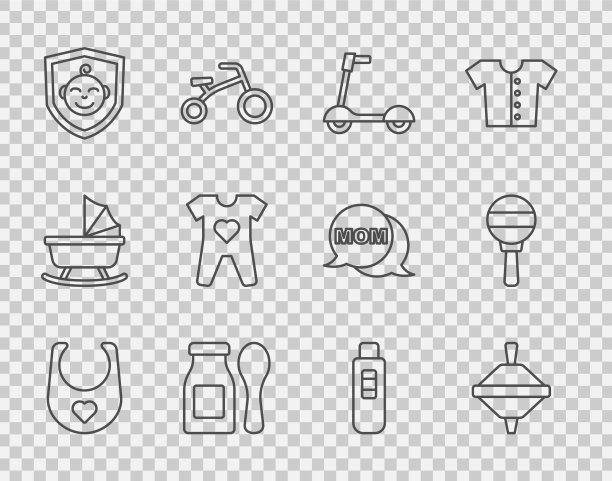 设置线婴儿围兜旋转玩具滚轮滑板车图片下载