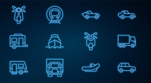 设直线车送货车邮轮图片下载