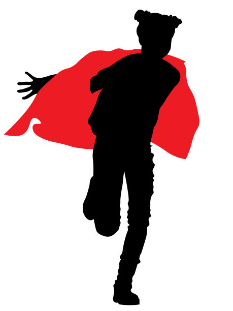 年轻男孩和女孩的黑色剪影在运动与空间的文字在白色的背景图片下载