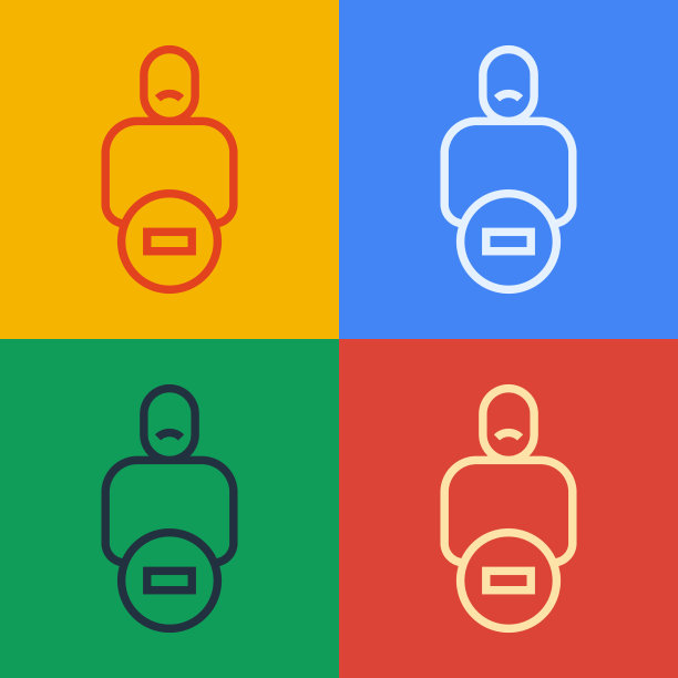 流行艺术线失去朋友图标孤立的颜色图片下载