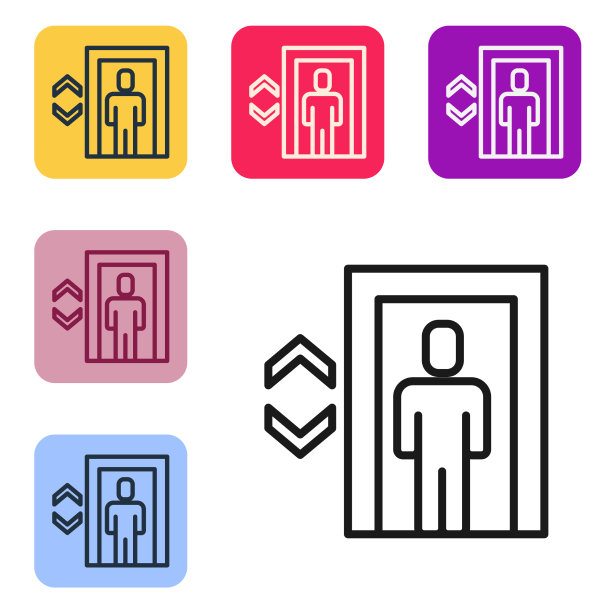 黑线升降机图标孤立在白色背景图片下载