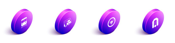 设置等距火车和铁路房车露营图片下载