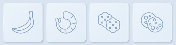 Set line香蕉饼干饼干虾和图片下载