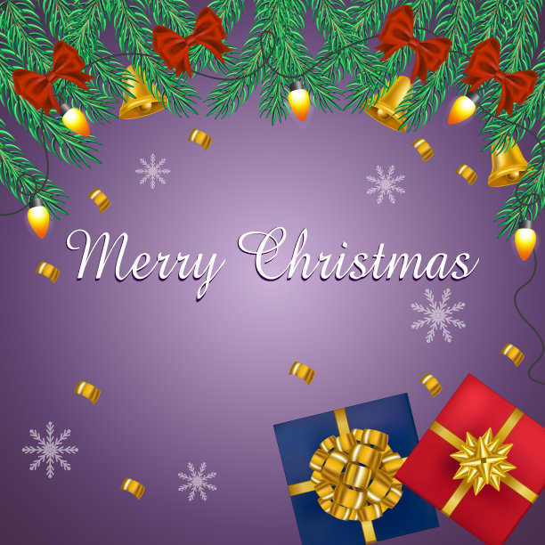 圣诞祝福新年快乐，节日装饰。节日元素的集合，明信片的网页模板，社交网络的插图-矢量图片下载