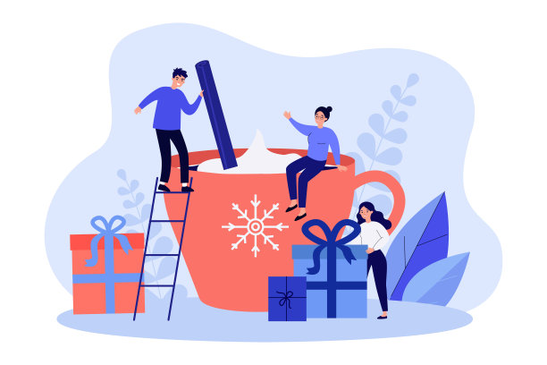 小小的人们在一起喝热饮图片下载