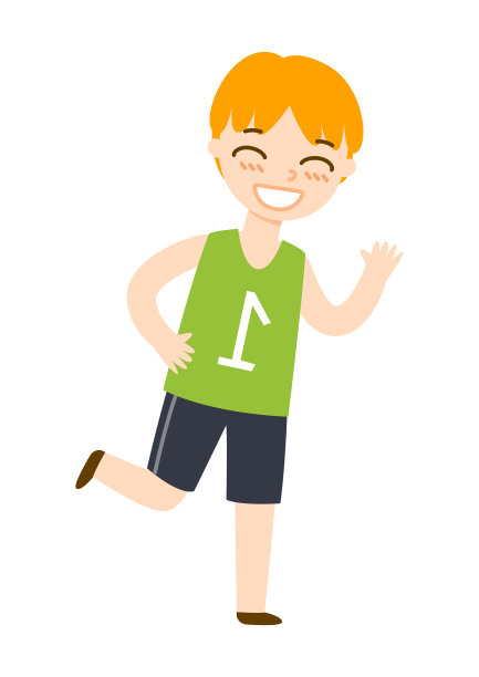 可爱的卡通学校男孩跑步孤立的白色背景图片下载