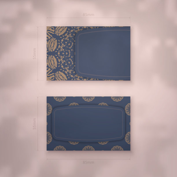 名片模板以蓝色与希腊棕色装饰为您的个性。图片下载