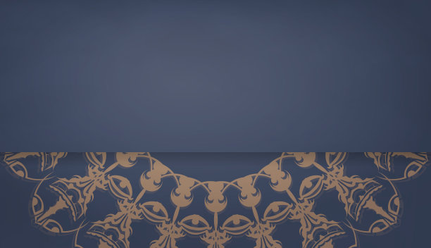 蓝色横幅模板与豪华的棕色图案和空间为您的标志图片下载