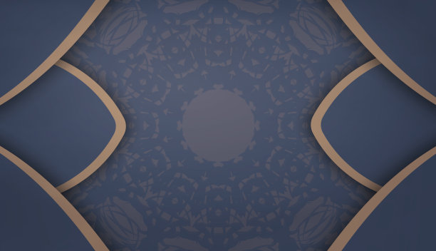 蓝色横幅模板与希腊棕色装饰设计下的标志或文本图片下载