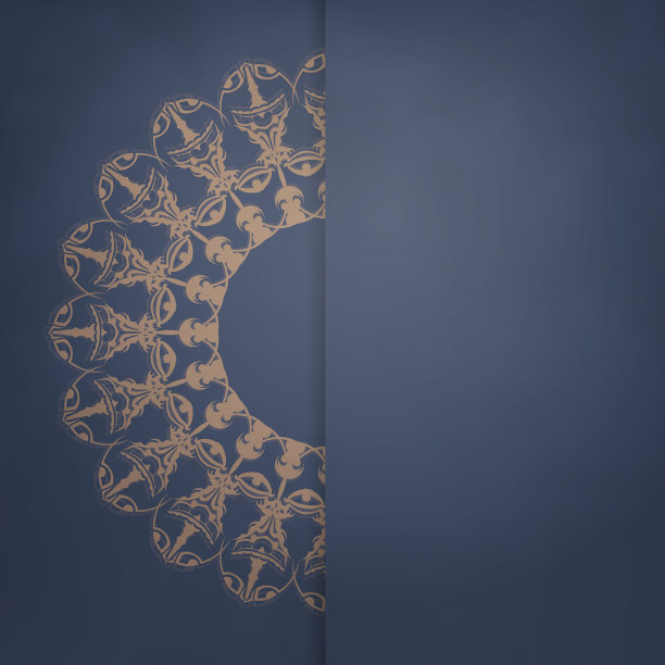 蓝色的问候手册与抽象的棕色图案准备印刷。图片下载