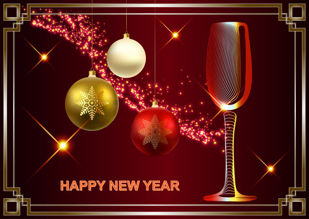 装饰明信片与新年符号2图片下载