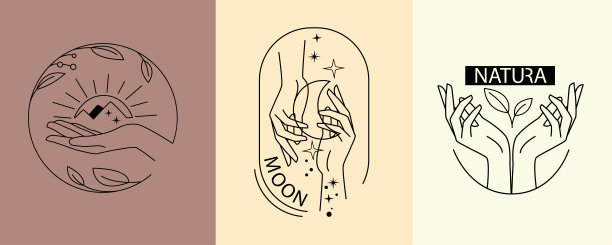 女性的手与自然元素。标志和图标。矢量图趋势线图片下载